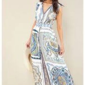 Hale Bob Bohemian “Asha” Maxi Dress with Paisley Print Large